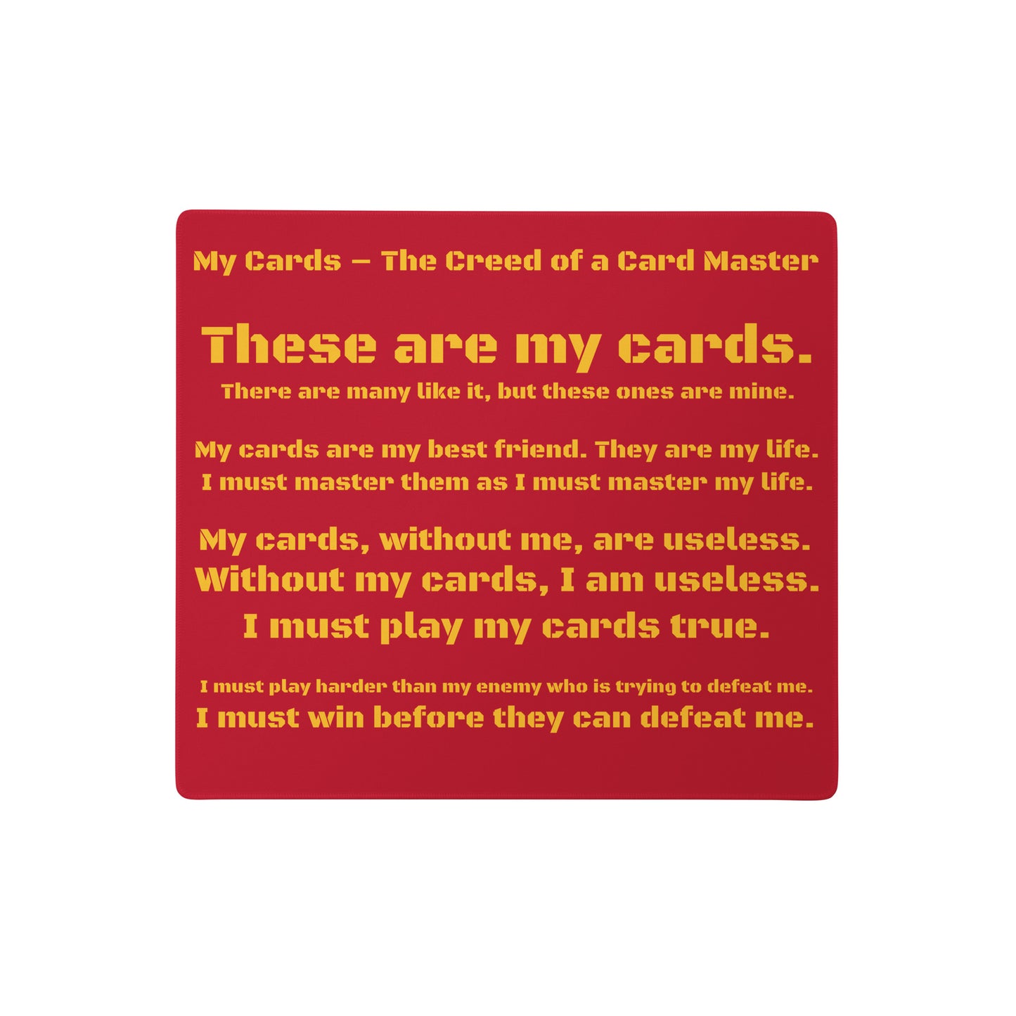 My Cards – The Creed of a Card Master Gaming Pad