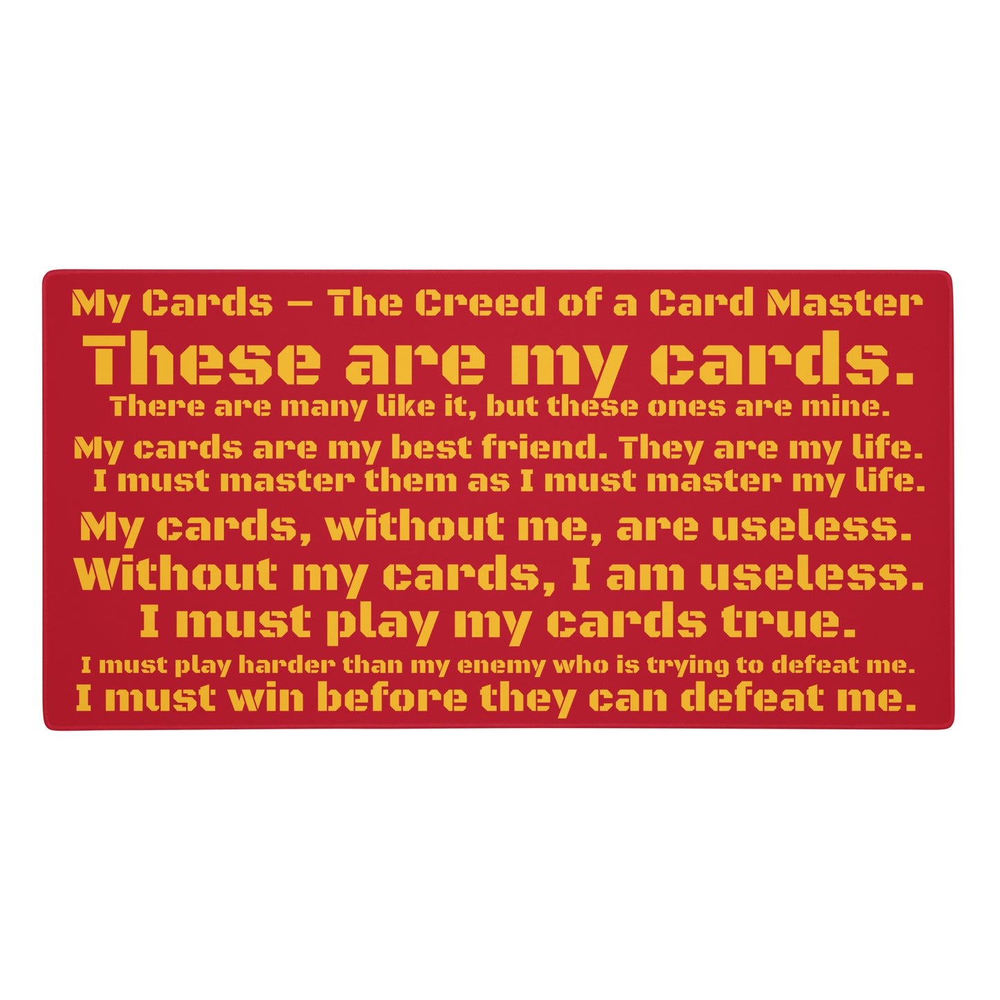 My Cards – The Creed of a Card Master Gaming Pad